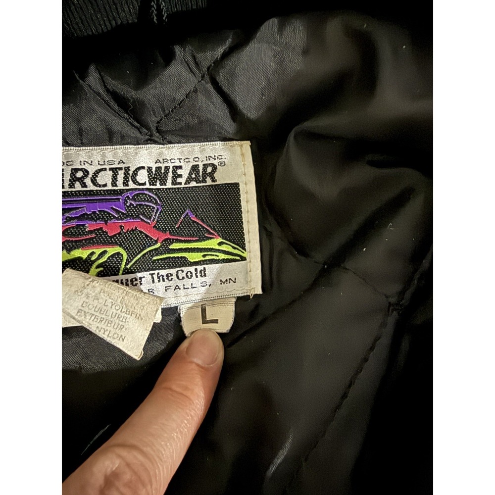 90s Vintage Arctic Cat Team Arctic Racing Jacket Mens Sz L Grunge Color Block - Picture 8 of 16